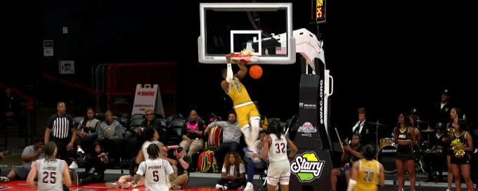 D'Ante Bass throws down the alley-oop slam for Alabama State