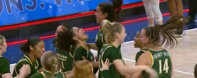 William & Mary celebrates after earning first-ever NCAA tournament appearance