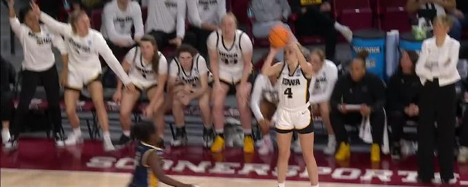 Kylie Feuerbach hits a 3 for Iowa