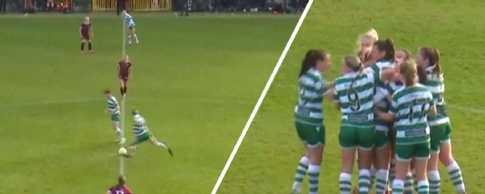 Amazing kickoff goal from halfway in Irish women's league