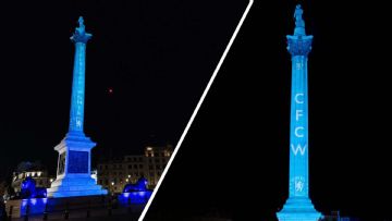 Chelsea turn Trafalgar Square blue to celebrate WSL title win