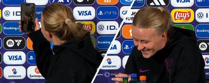 Hilarious moment Hannah Hampton's family FaceTime her during a press conference