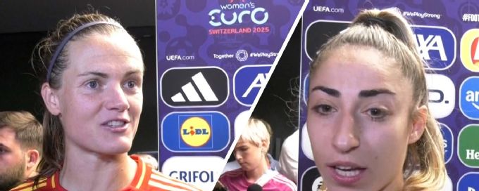 Spanish players react to reaching Euro 2025 final