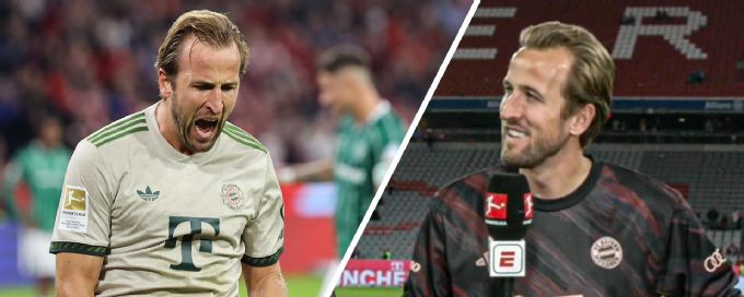 Kane reacts to record-breaking 100th Bayern Munich goal