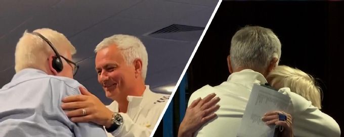 Mourinho welcomed back with hugs at Stamford Bridge