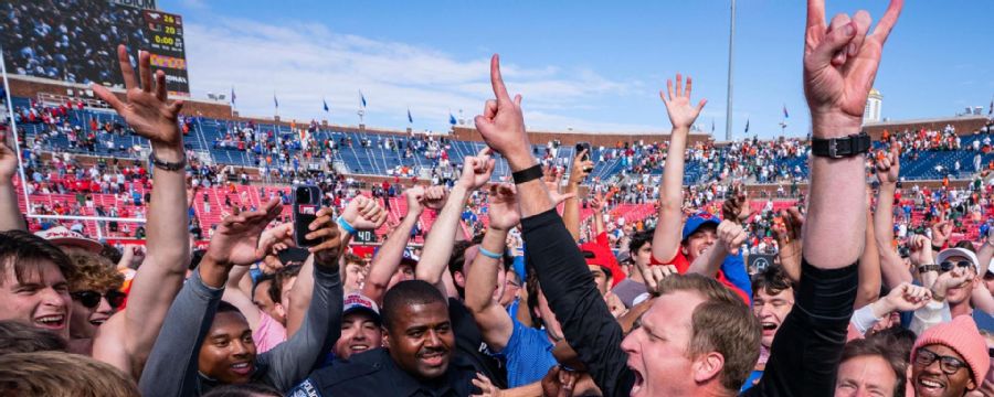 SMU storms the field after upset OT win over No. 10 Miami
