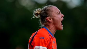 Tameka Yallop heads home the 85th-minute winner for the Roar