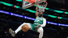 Jaylen Brown, Payton Pritchard lead Celtics past Lakers 111-89 for a season sweep of this rivalry