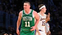 Jaylen Brown, Payton Pritchard lead Celtics past Lakers 111-89 for a season sweep of this rivalry
