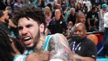 LaMelo Ball's layup, Miles Bridges' block at buzzer give Hornets 127-126 win over Heat in play-in