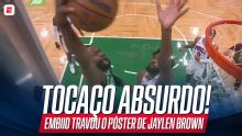 TOCAÇO DE EMBIID! Astro dos 76ers fecha a porta para Jaylen Brown no Jogo 7; VEJA