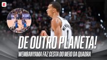 VEJA a cesta de Wembanyama do meio da quadra em Spurs x Thunder que levou a torcida à loucura