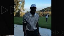 LeBron fired up after sinking tough chip for birdie