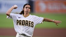 Aitana Bonmatí throws the first pitch at San Diego Padres game