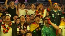 German fans celebrate in Berlin after Sané scores against Ecuador in under two minutes