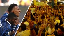 France fans in Paris celebrate Mbappé's goal vs. Sweden