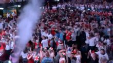Fans in London go wild as Jude Bellingham equalises for England