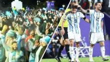 Argentina fans celebrate reaching the World Cup semifinals after beating Switzerland