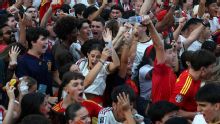 Celebrations in Madrid as Oyarzabal gives Spain the lead from the spot