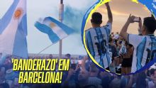 Torcedores da Argentina promovem 'banderazo' em Barcelona na véspera da final da Copa do Mundo