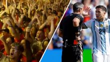 Spain fans in Madrid celebrate Enzo Fernández's red card for Argentina