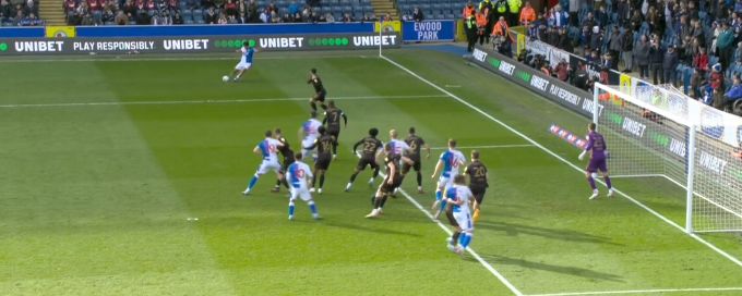 Reda Khadra bends in a remarkable free kick for Blackburn Rovers