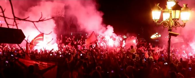 Wild scenes in North Macedonia after shock Italy win