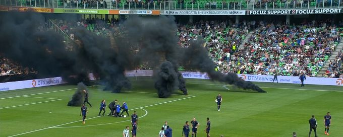 Dutch match cancelled as fans throw flares in relegation protest