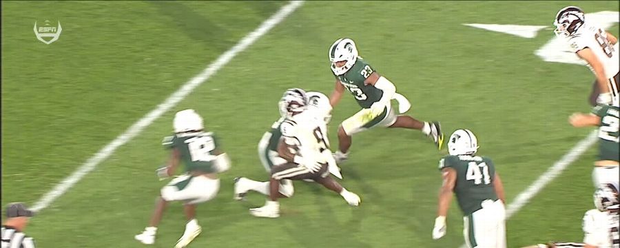 Kendell Brooks lights up RB and forces the fumble