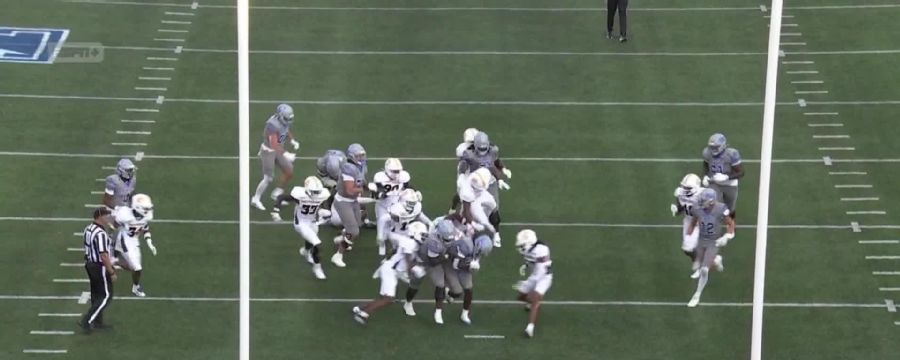 End Zone! Frank Peasant scores 12-yard rushing touchdown