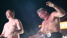 Pat McAfee and Dan Lanning rip off their shirts and fire up the Oregon crowd