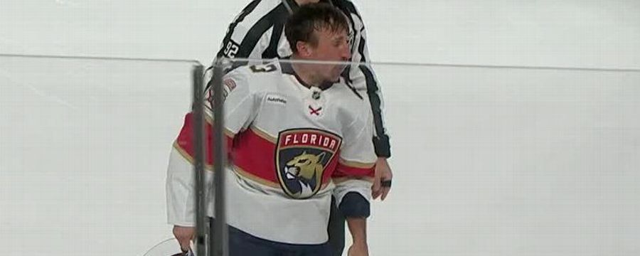 Irate Marchand takes Dahlin's helmet with him into the penalty box
