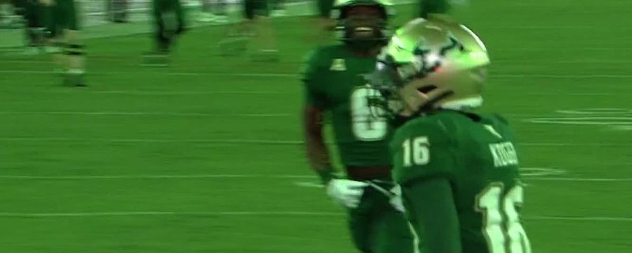 Byrum Brown lets it fly for a 60-yard USF TD