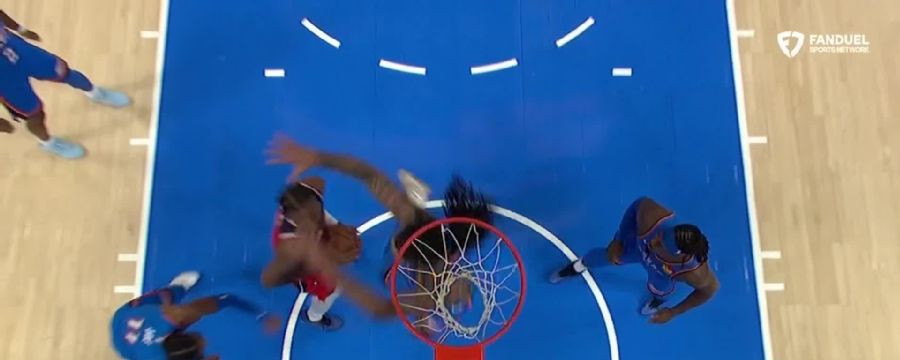 Alex Sarr gets the and-1 to fall