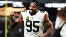 Shedeur Sanders wins his 1st NFL start, Myles Garrett has 3 sacks as Browns beat Raiders 24-10