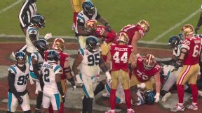 Jauan Jennings pushes Tre'von Moehrig in face mask after 49ers vs. Panthers - ESPN Video