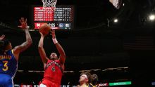 Barnes matches Raptors record with 25 rebounds, has a triple-double in OT victory over the Warriors