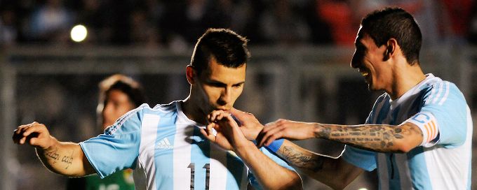 Sergio Aguero, Angel Di Maria combine to score five goals in Argentina's win