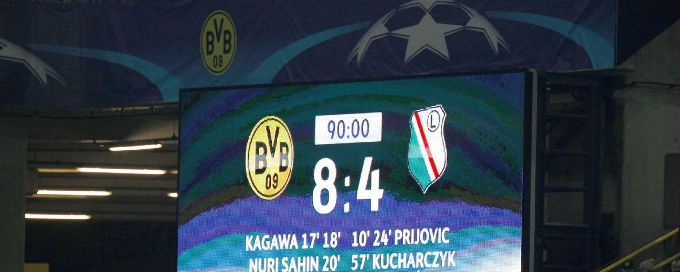 Borussia Dortmund 8-4 Legia Warsaw: Champions League record-breaker