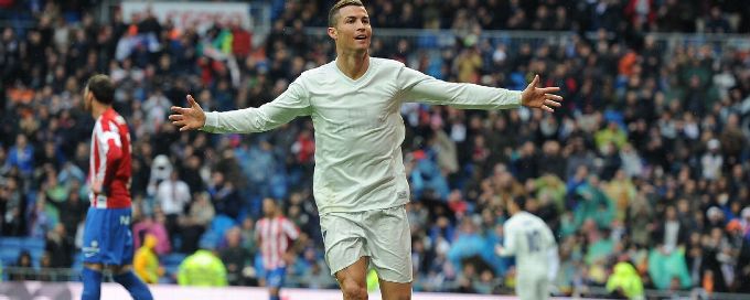 Cristiano Ronaldo scores twice as Real Madrid beat Sporting Gijón