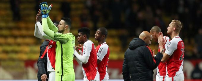 Monaco maintain pressure on Nice with defeat of 10-man Caen