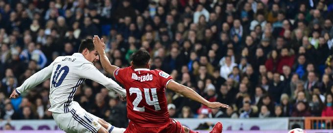 James Rodriguez scores brace as Real Madrid dominate Sevilla