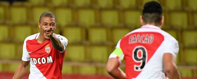Kylian Mbappe hat trick puts Monaco clear; Lyon stumble against Guingamp