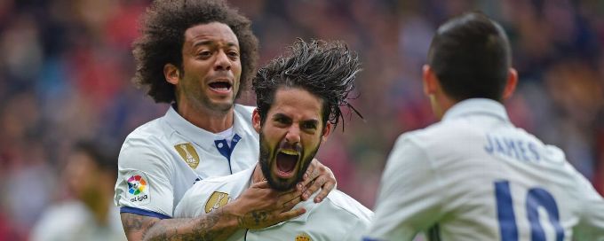 Isco strikes late to keep Real Madrid in control of title race