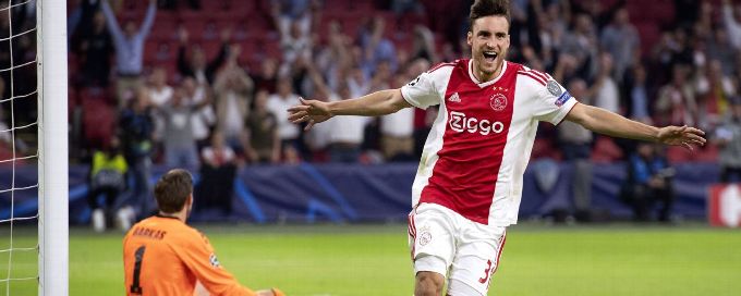 Nicolas Tagliafico's double guides Ajax to comfortable win over AEK