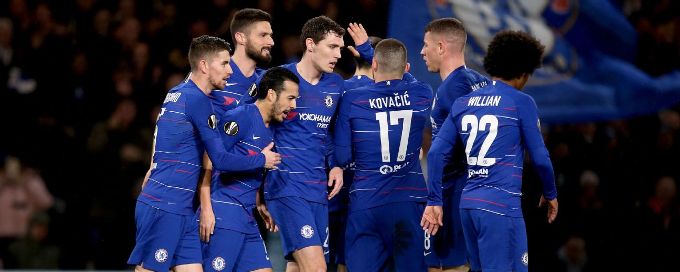 Chelsea score three in win against Dynamo Kiev in Europa League round of 16