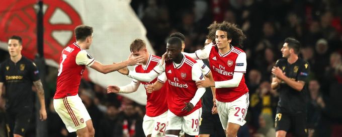 Arsenal down Guimaraes with pair of Nicolas Pepe free kicks