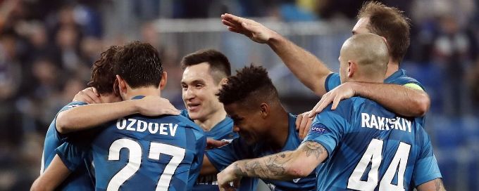 Zenit beat Lyon 2-0 to stay in contention for last-16 spot