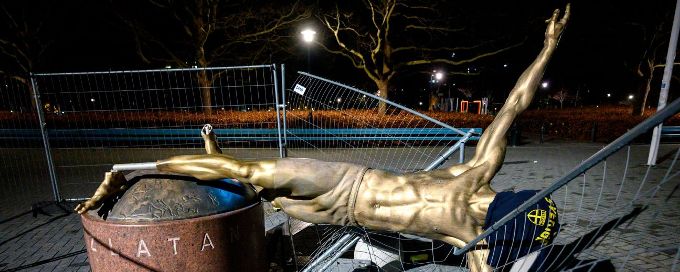 Zlatan Ibrahimovic statue vandalised for fourth time, ankles sawn off
