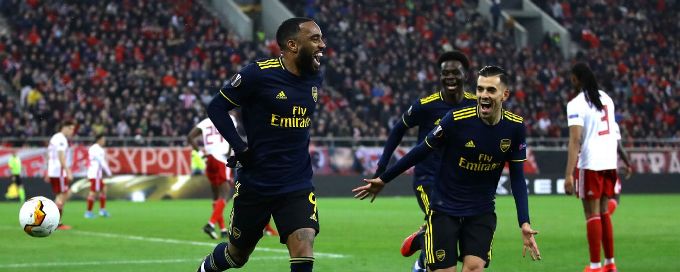 Alexandre Lacazette's late goal seals Arsenal win at Olympiakos